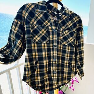 Main Strip Black and Yellow Plaid Utility Jacket